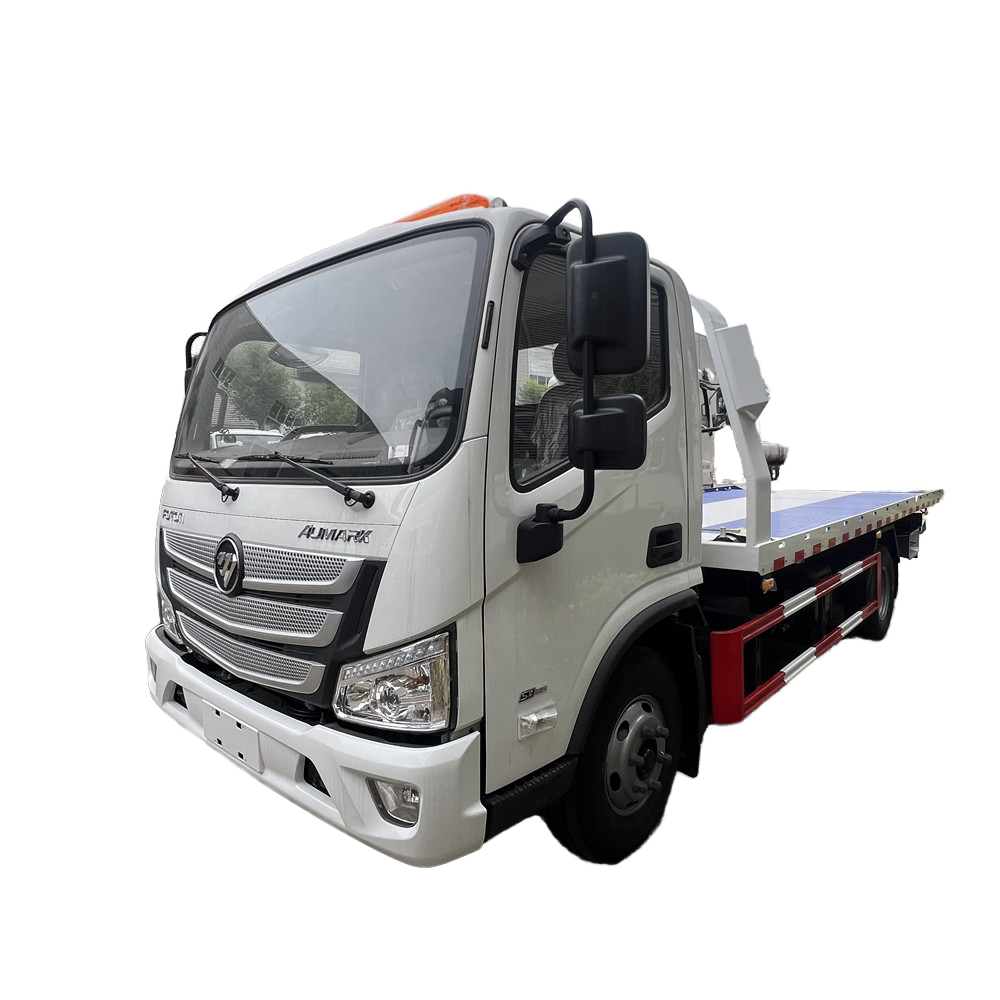 China Factory New Diesel Car Wrecker Road Rescue Rollback Flat Bed Tow Platform with Manual Transmis